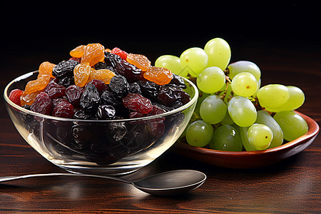 新鲜的葡萄和葡萄干图片