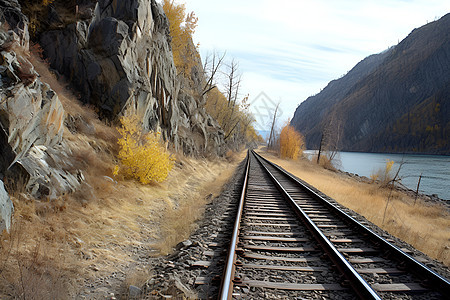 铁路穿越湖泊图片