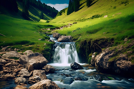大自然美丽的瀑布背景图片