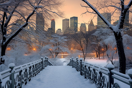 公园里的雪地风景图片