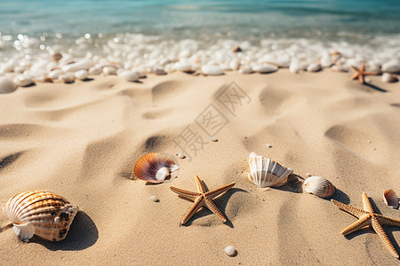 梦幻沙滩星星贝壳图片