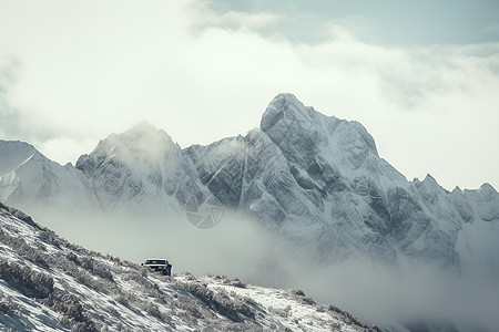 壮观雄伟的雪山背景图片