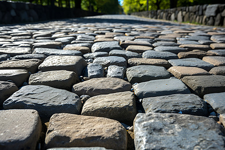 石头铺砌的街道道路图片