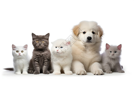 聚在一起的小猫和小狗高清图片