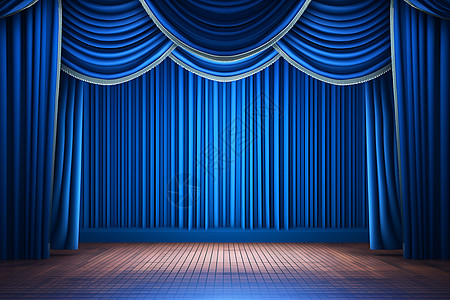 舞台上的蓝色幕布背景图片