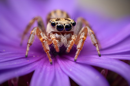 紫色花朵上的蜘蛛图片