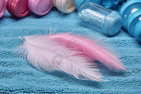 毛绒的粉色羽毛背景图片