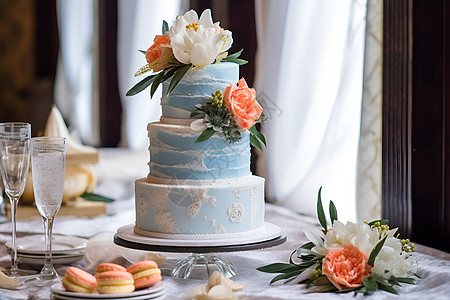 订婚仪式上的花卉蛋糕图片