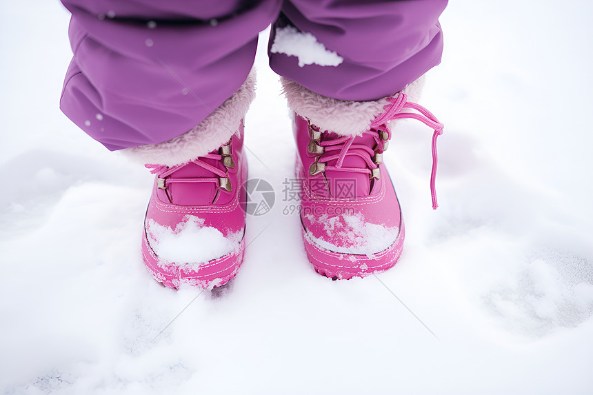 冬季雪地中玩耍的小宝宝图片