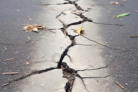 裂缝破损的道路路面高清图片