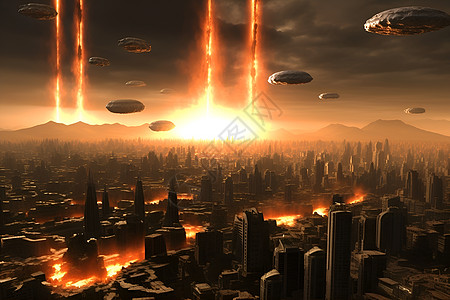 被入侵的末世城市背景图片