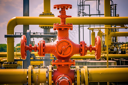 石油加工厂的复杂管道图片