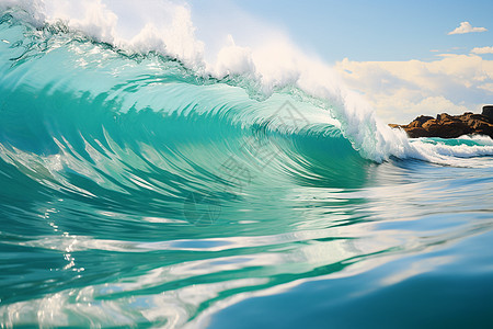海洋中汹涌的浪花背景图片