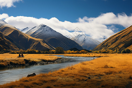 秋天旅行秋天的山水胜地背景