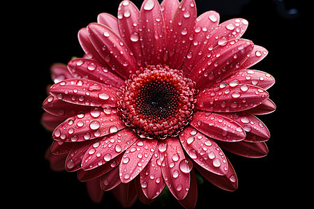 水滴浸润粉色花瓣图片