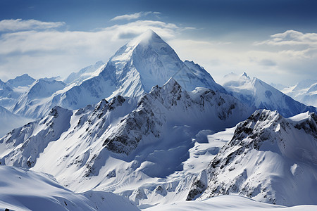 白雪皑皑的高山下图片
