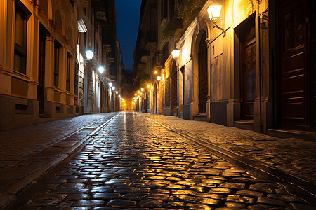 夜幕下的意大利小巷图片