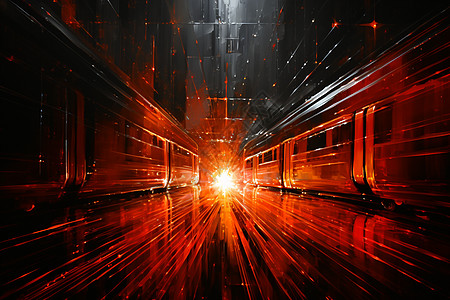 发光的黑暗地铁隧道插图图片