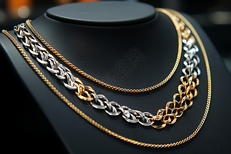 奢华昂贵的黄金项链背景图片