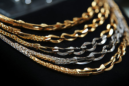 时尚奢华的黄金项链背景图片