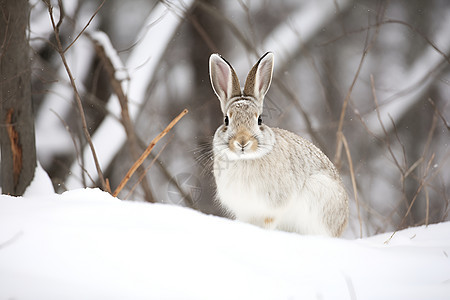 冬日兔子森林图片