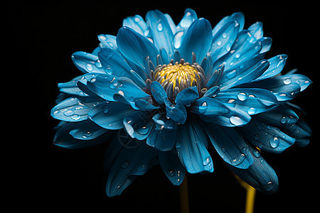 黑色背景下的蓝色花朵图片