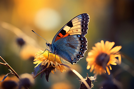 夏日花丛中的蝴蝶图片