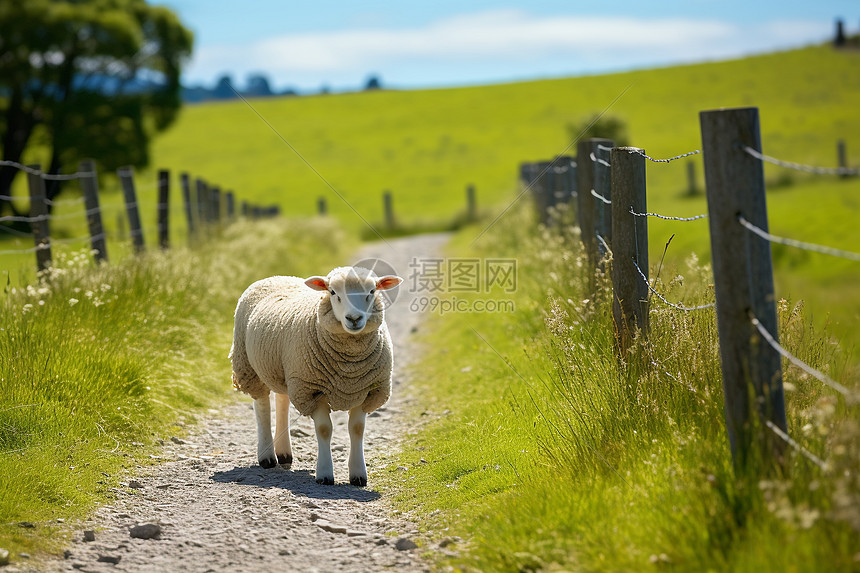 田园风光中的小羊图片