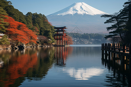 富士山日出日出时分的富士山背景