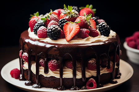 巧克力鲜果蛋糕背景图片