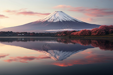 冰雪覆盖的富士山图片