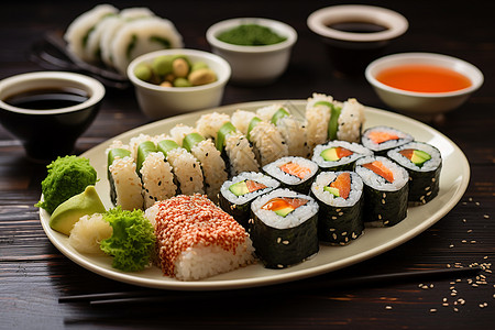 刺身寿司美味日式寿司背景