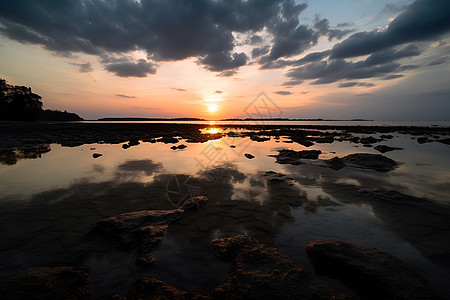 日落时的海边风景图片