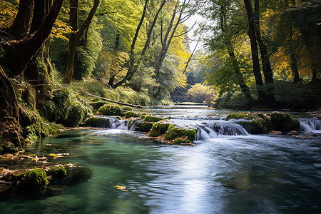 绿林溪水流淌图片