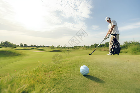 球场打高尔夫的男人背景图片