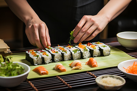 寿司logo料理店内烹饪美食的厨师背景