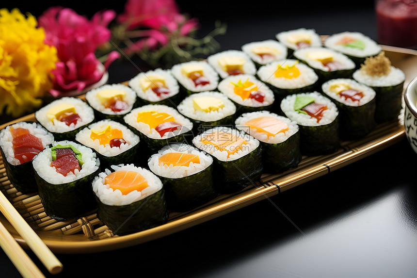 味道鲜美的日式寿司图片