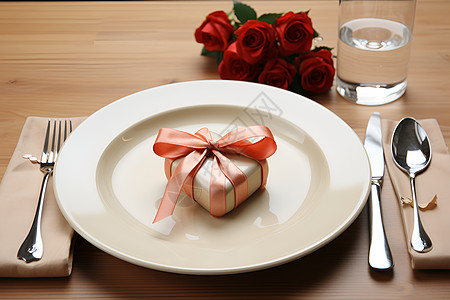 表达爱意餐桌上的惊喜礼物背景