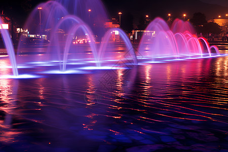 夜晚的音乐喷泉图片