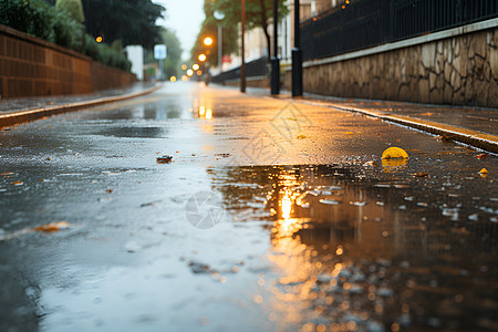 潮湿的路面潮湿天气高清图片