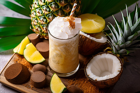 清凉的菠萝饮品图片