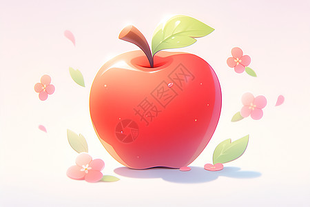 红色X展架红色的卡通苹果插画
