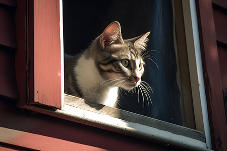 窗户上的猫咪动物图片