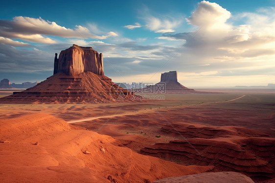 沙漠中的岩石山丘图片