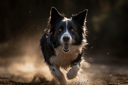 跑步插画户外奔跑的牧羊犬背景