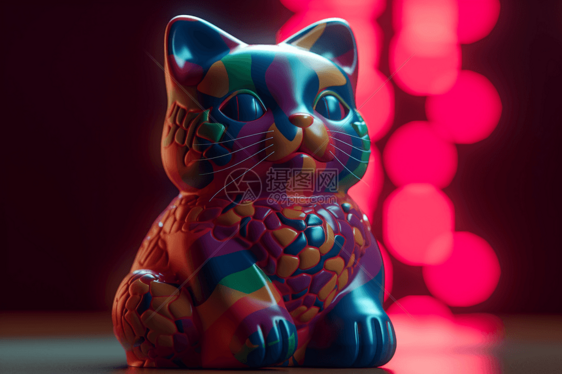 彩色明亮的小猫雕塑图片