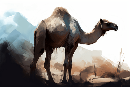 沙漠中的行走骆驼图片