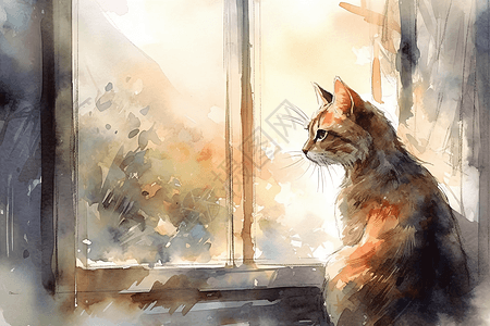 窗前的可爱小猫图片