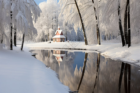 冬日雪景冬日仙境背景