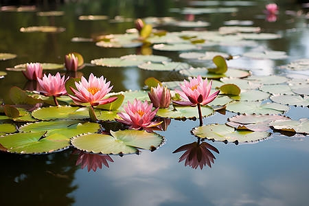 水中的粉色花图片